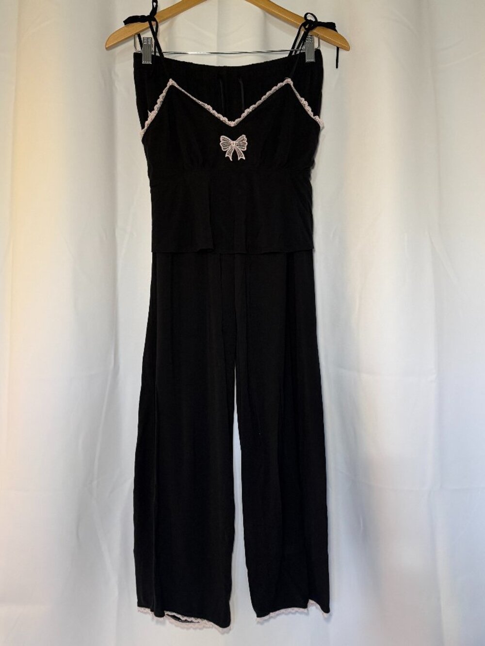 Victoria's Secret SoSoft Modal Bow Cami & Wide-Leg Pant Pajama Set Womens S EUC
